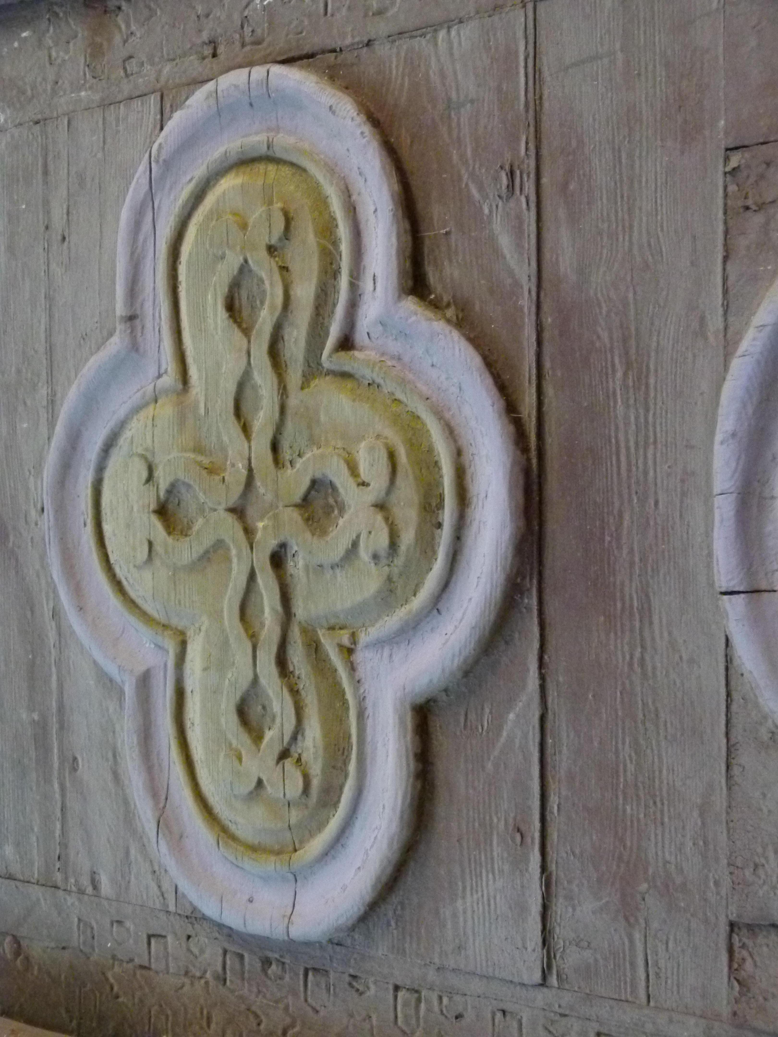 Carved Wooden Double Front Door in Art Nouveau Style For Sale