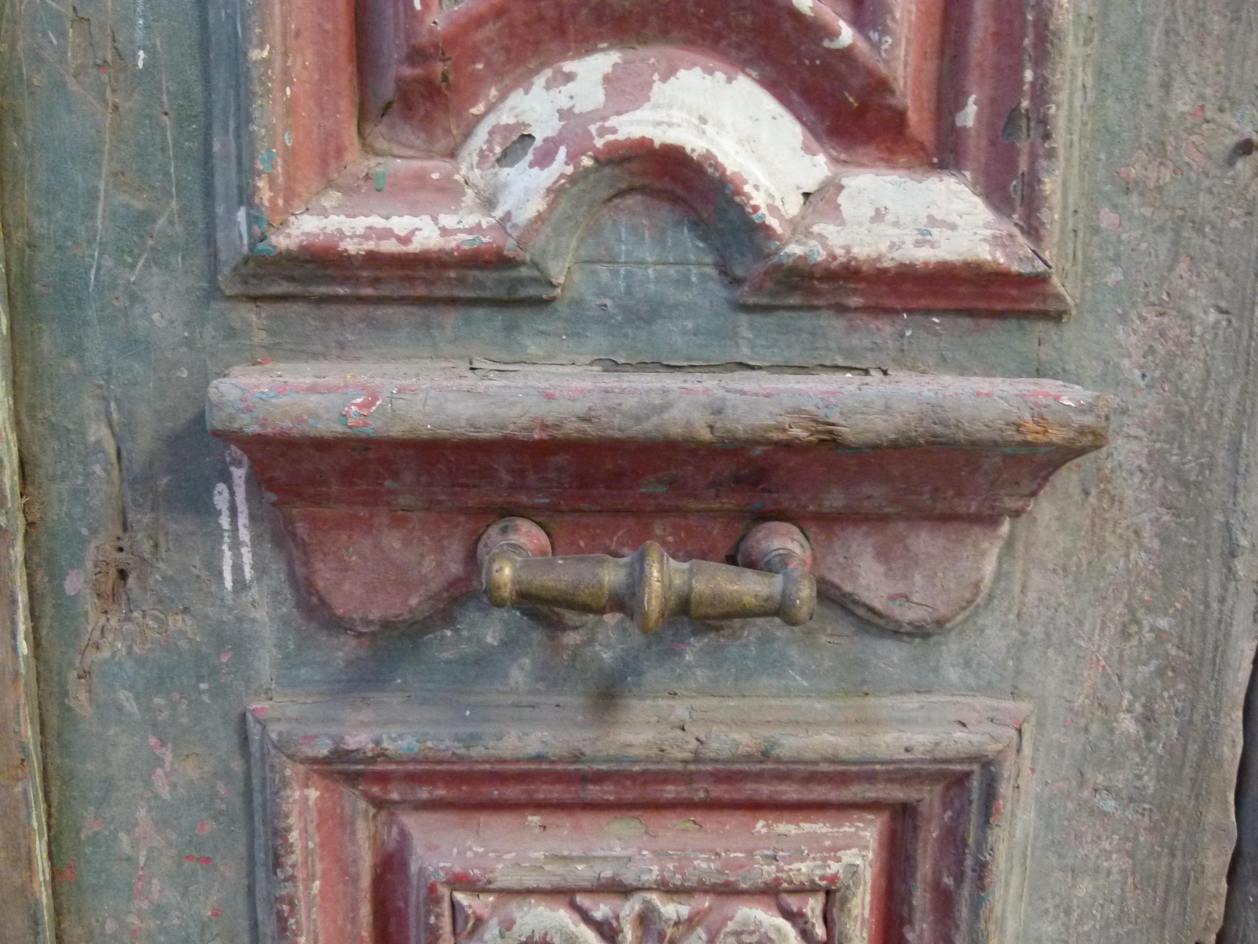 19th Century Wooden Double Front Door in Art Nouveau Style For Sale