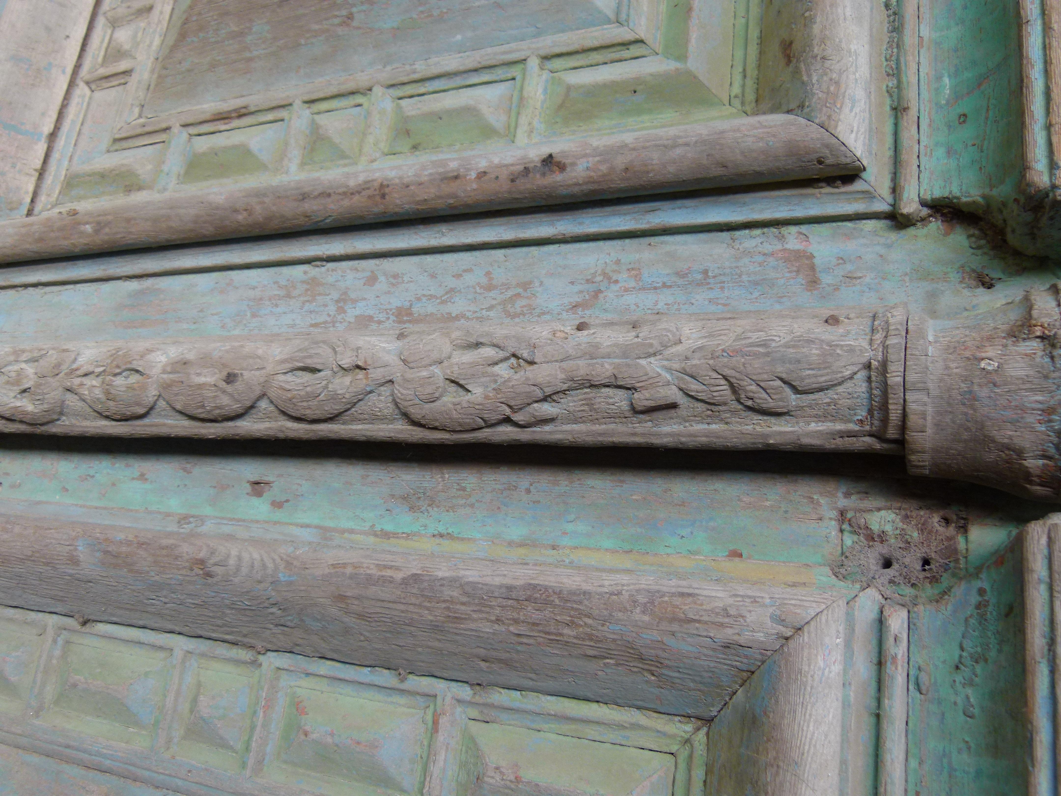 Ferro Porta d'ingresso doppia in legno in stile Art Nouveau del XIX secolo in vendita