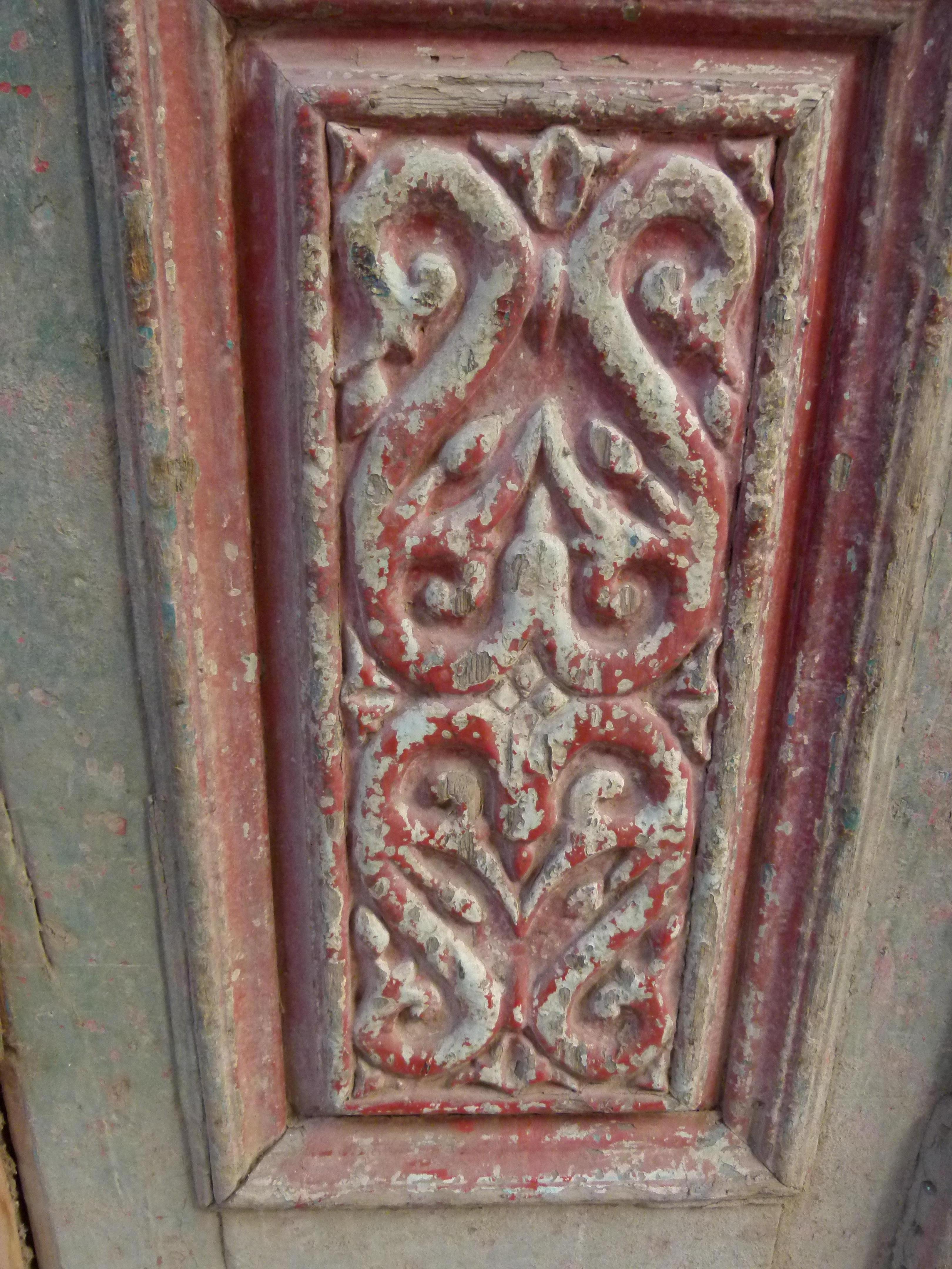Wooden Double Front Door in Art Nouveau Style For Sale 1