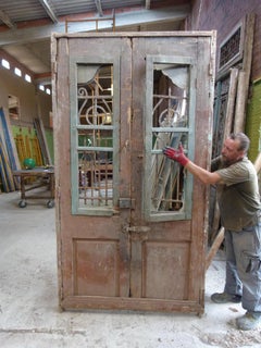 19th Century Wooden Double Front Door in Art Nouveau Style, Spain