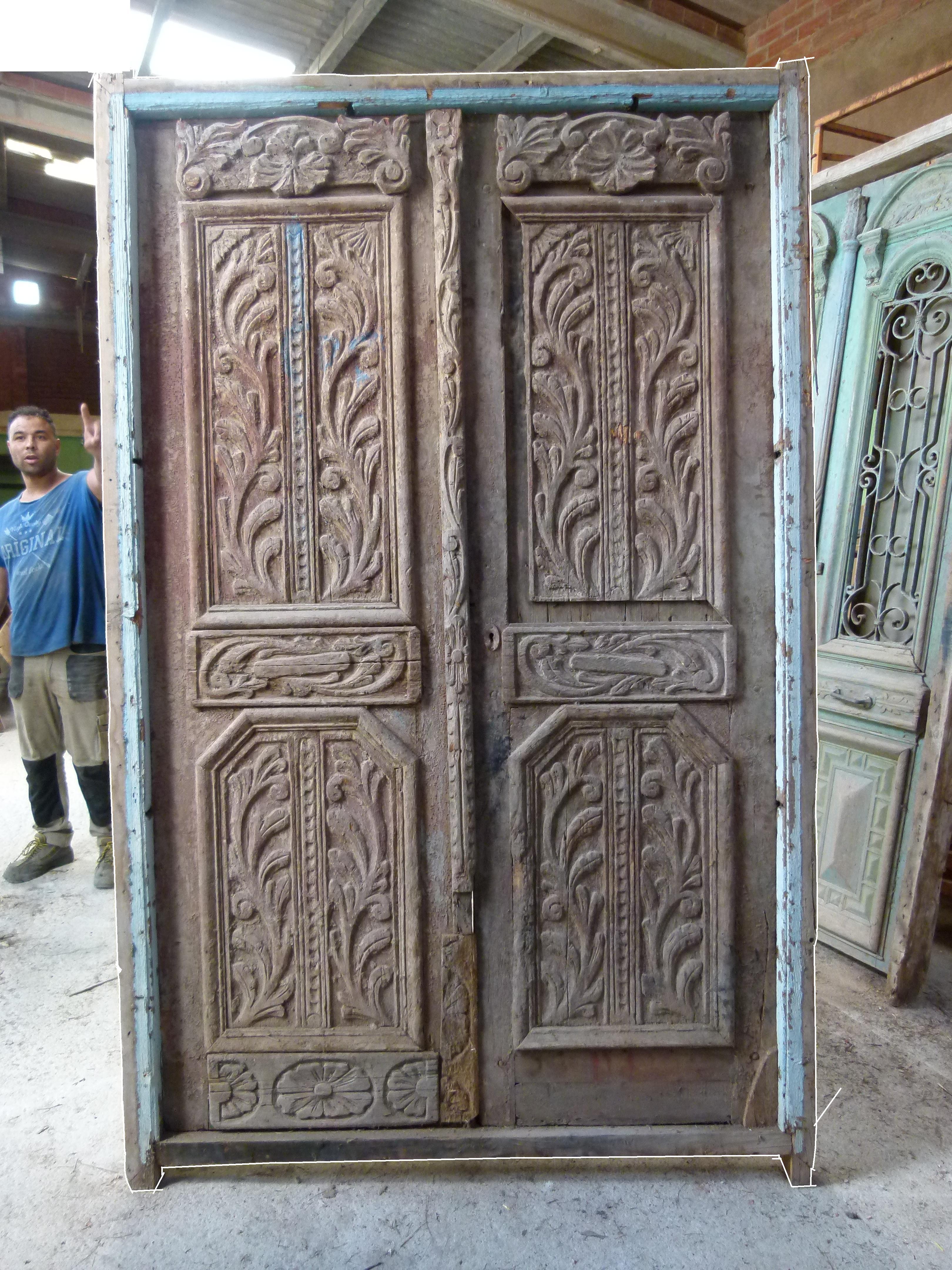 Holztür mit doppelter Front aus dem 19. Jahrhundert im Jugendstil, Spanien (Art nouveau) im Angebot