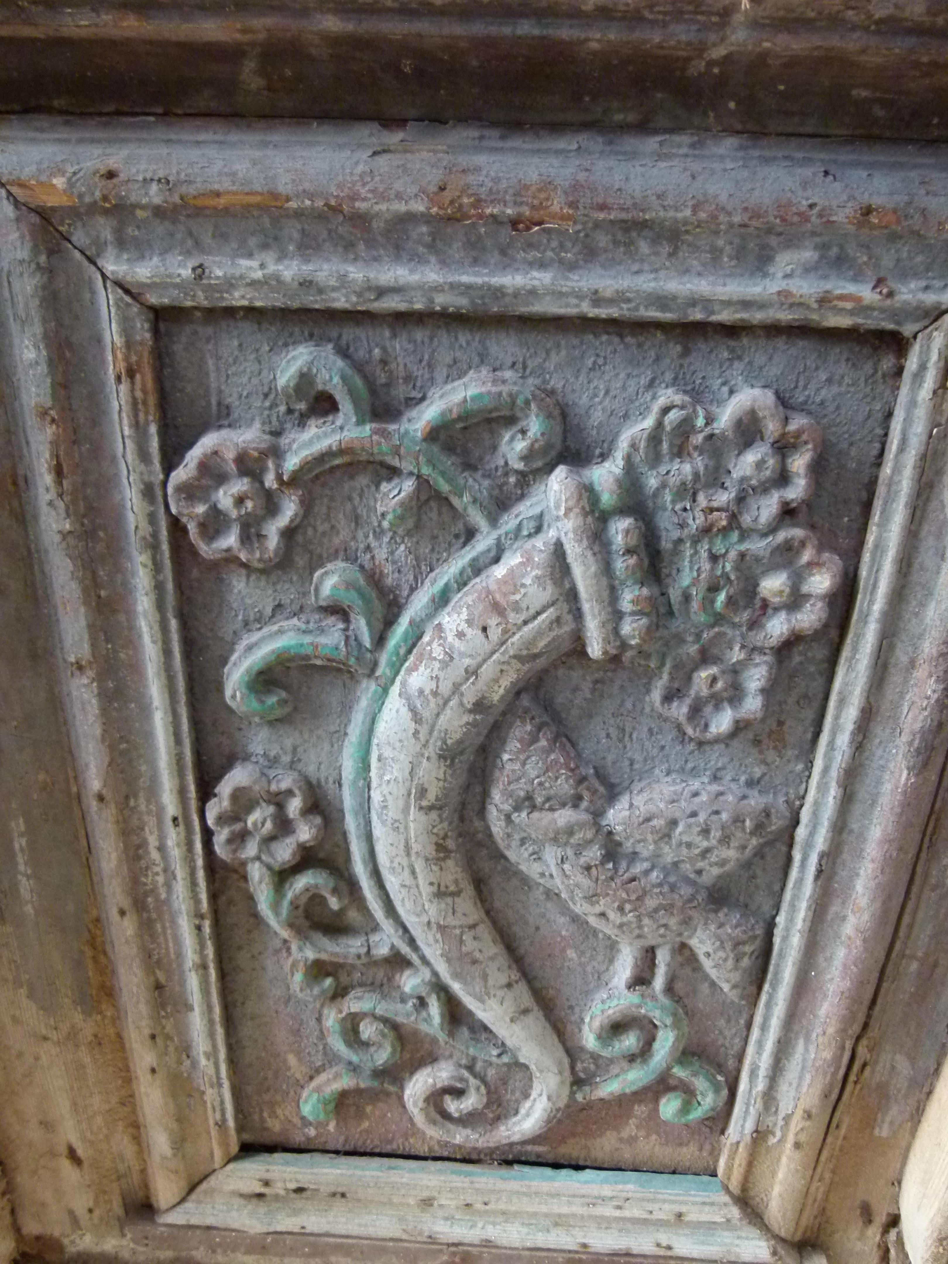 Porta d'ingresso doppia in legno in stile Art Nouveau del XIX secolo, Spagna In condizioni deteriorate in vendita a Vulpellac, Girona