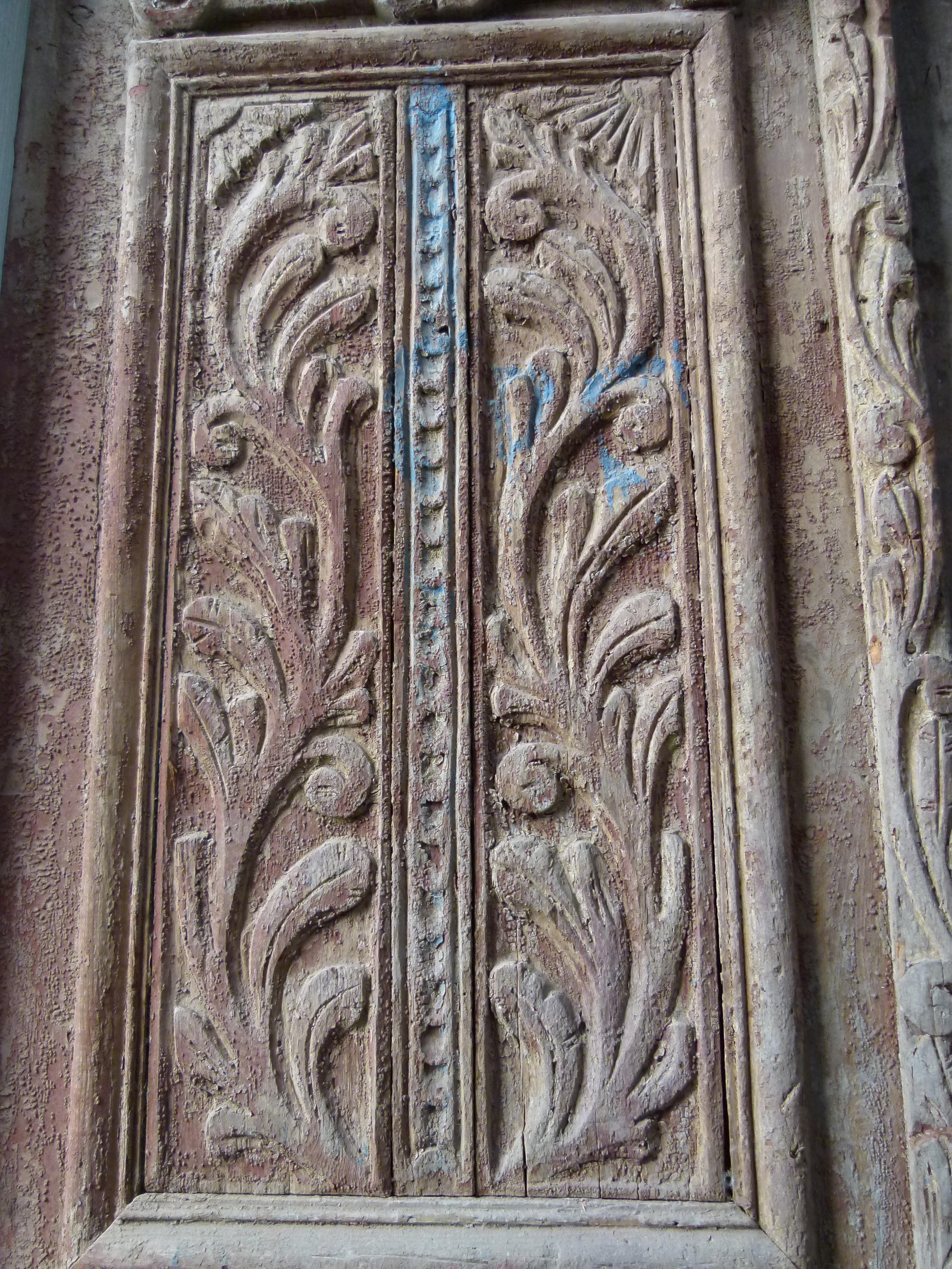 Carved 19th Century Wooden Double Front Door in Art Nouveau Style, Spain For Sale