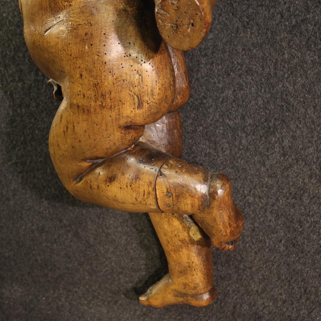 19th Century Wooden Dutch Cherub Antique Sculpture, 1870 For Sale 7