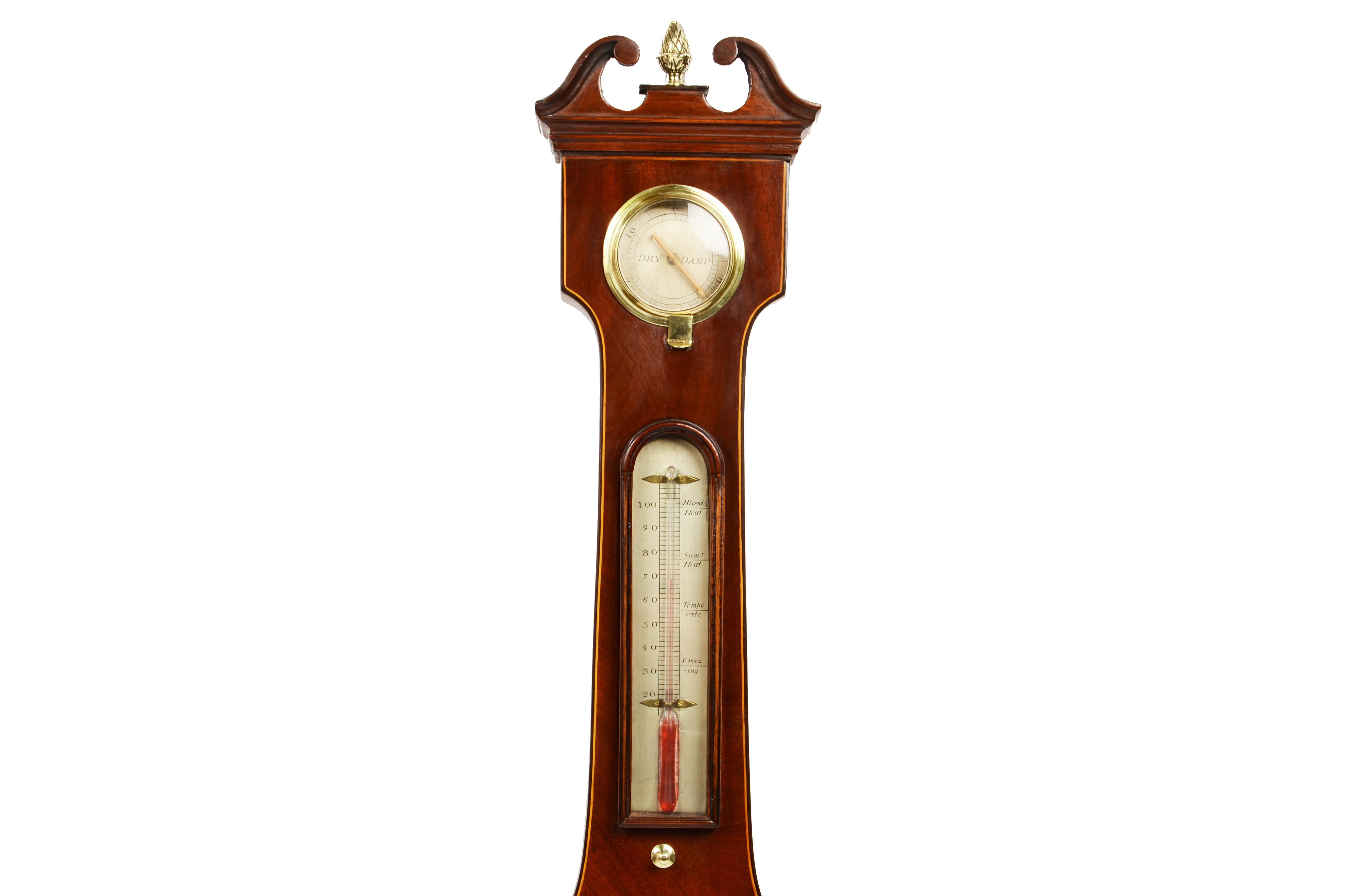 Englisches Barometer aus Holz, antik, Wetterinstrument mit Wettervorhersage, 19. Jahrhundert im Angebot 11