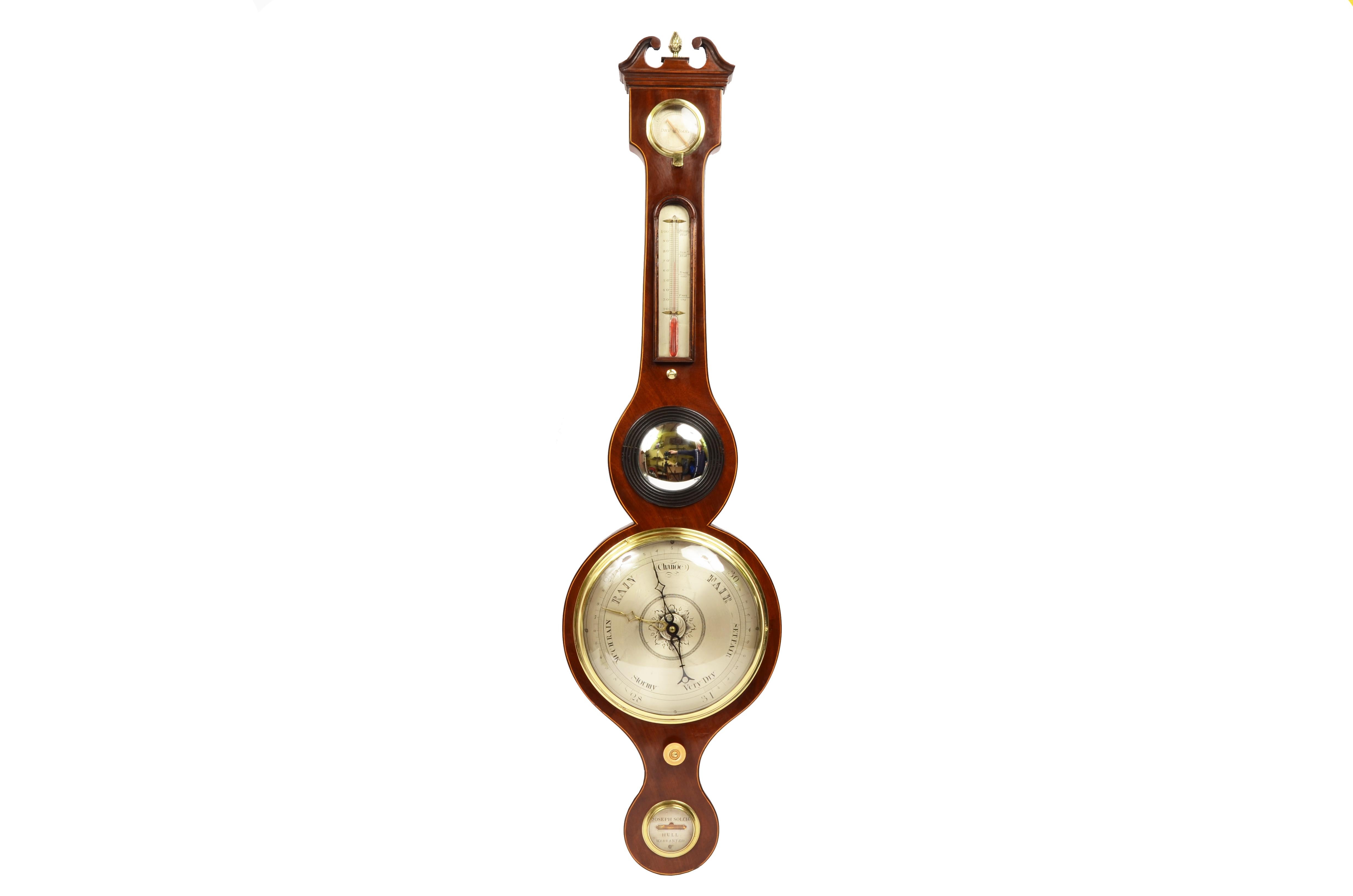 Englisches Barometer aus Holz, antik, Wetterinstrument mit Wettervorhersage, 19. Jahrhundert im Angebot 13