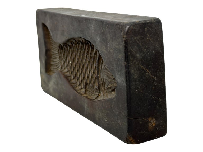 19th Century Wooden Fish Gingerbread Cookie Speculaas Springerle Mold
