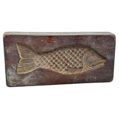 19th Century Wooden Fish Gingerbread Cookie Speculaas Springerle Mold