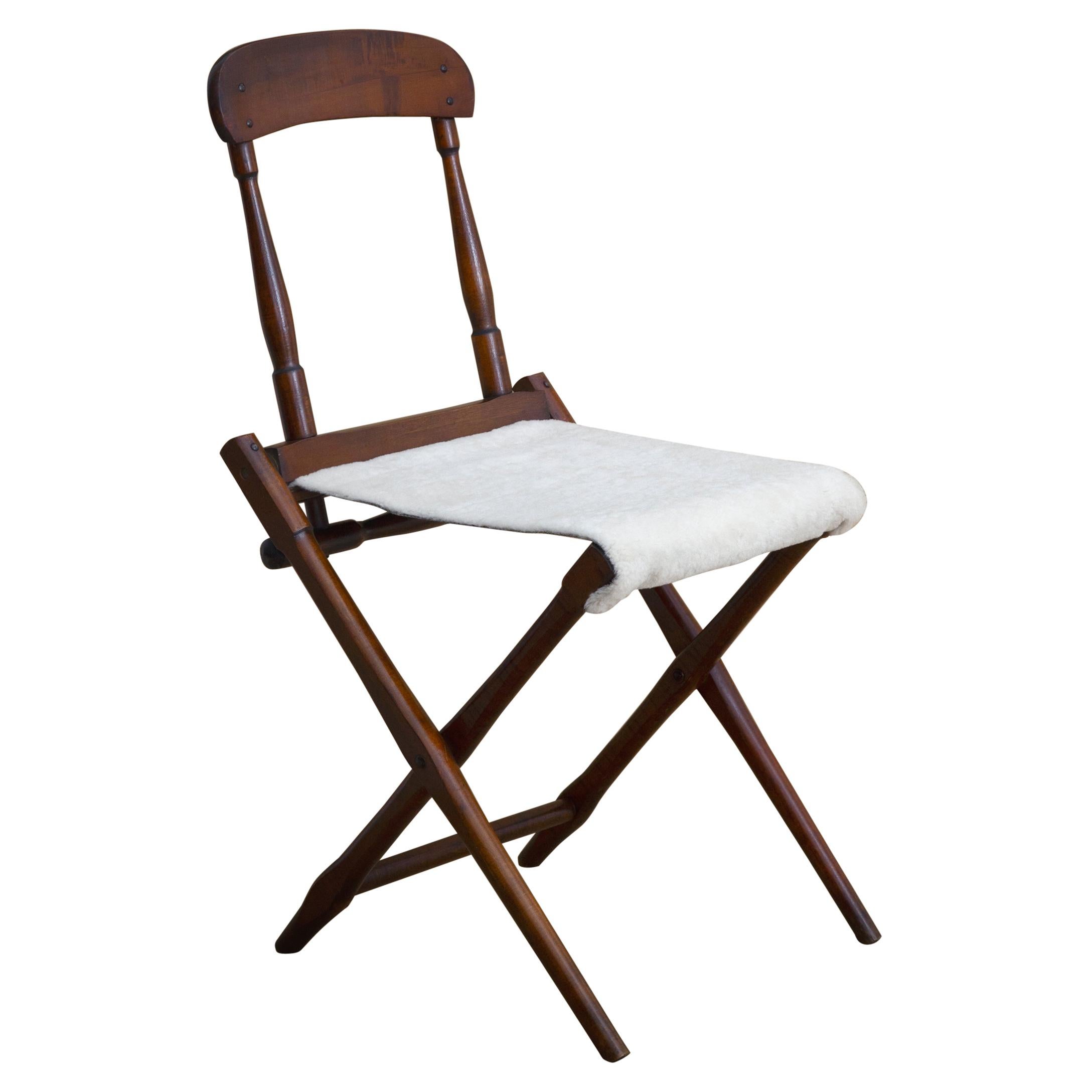 19th Century Wooden Folding Campaign Chair For Sale