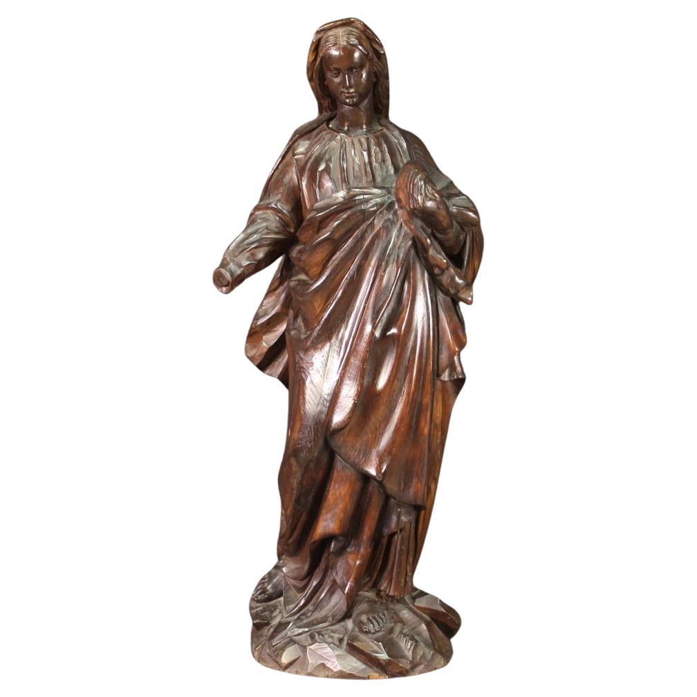 19th Century Wooden French Religious Sculpture Madonna, 1850
