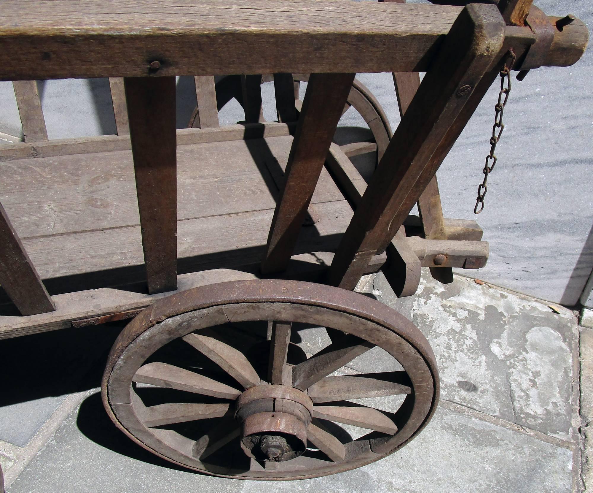 Metal 19th Century Wooden Garden Wagon