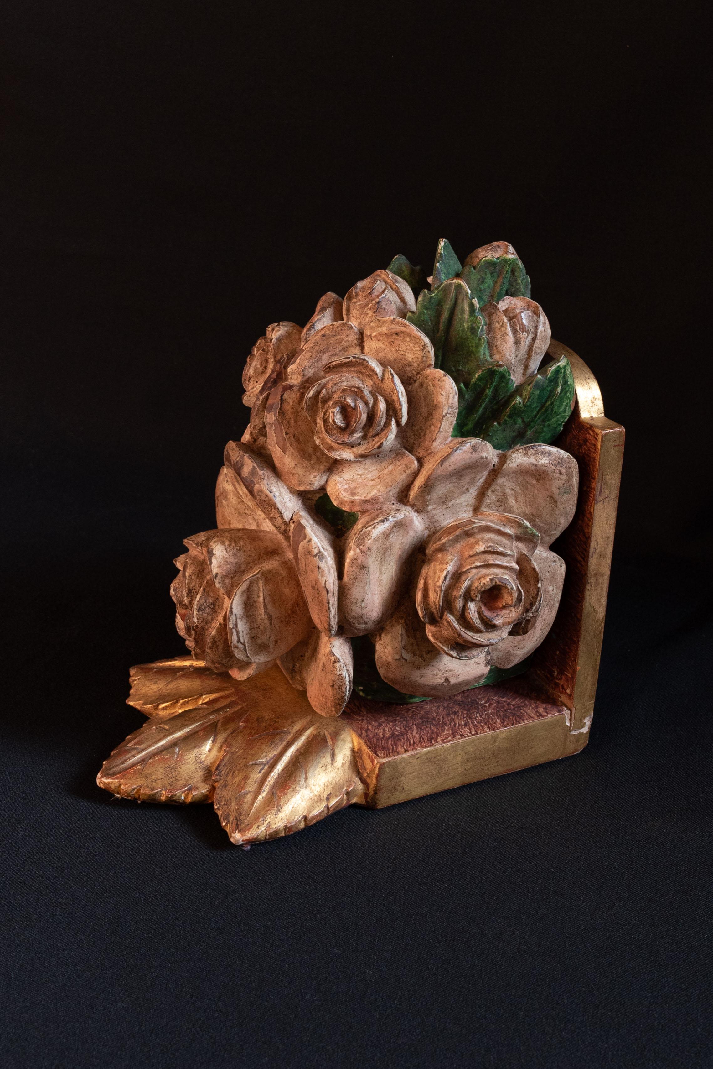 Hand-Carved 19th century wooden hand-made & hand-painted book support For Sale