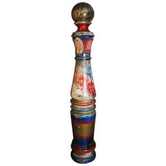 19th Century Wooden Large Painted American Barber Pole