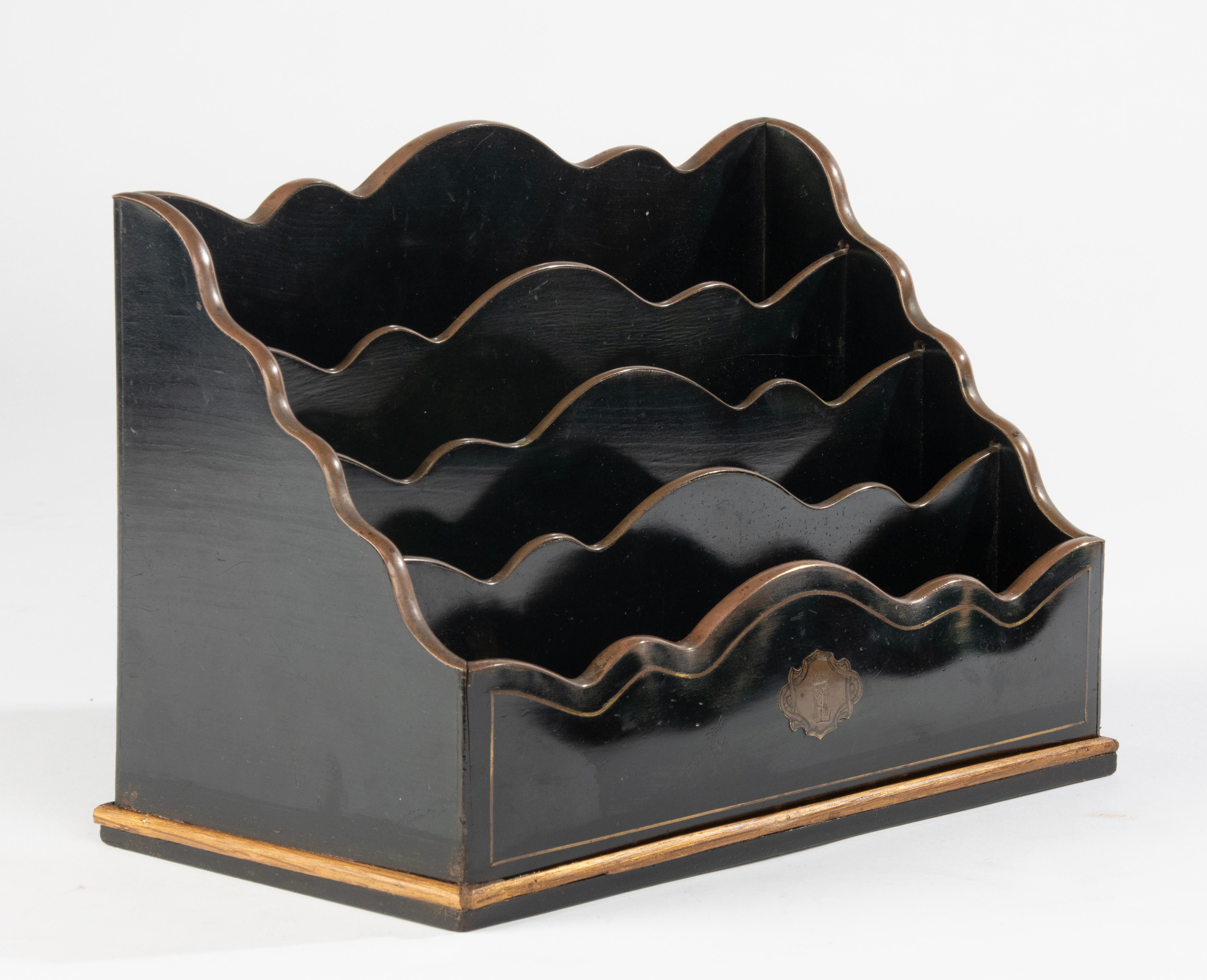 Brass 19th Century Wooden Letter Rack - Napoleon III For Sale