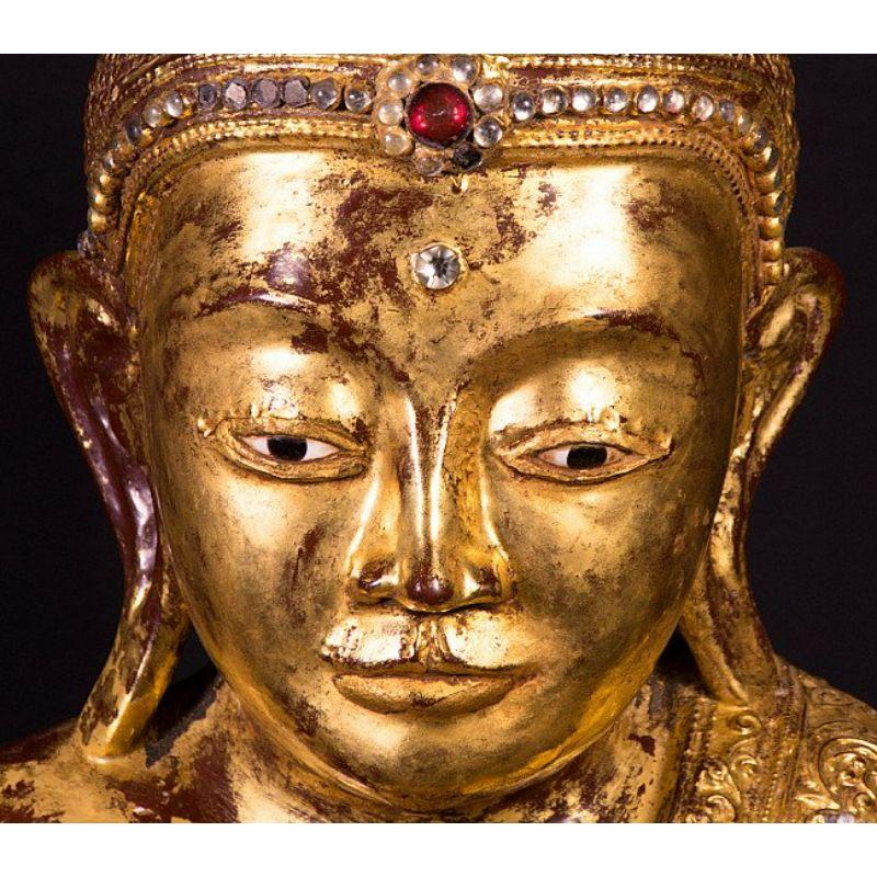 19th Century, Wooden Mandalay Buddha from Burma For Sale 6