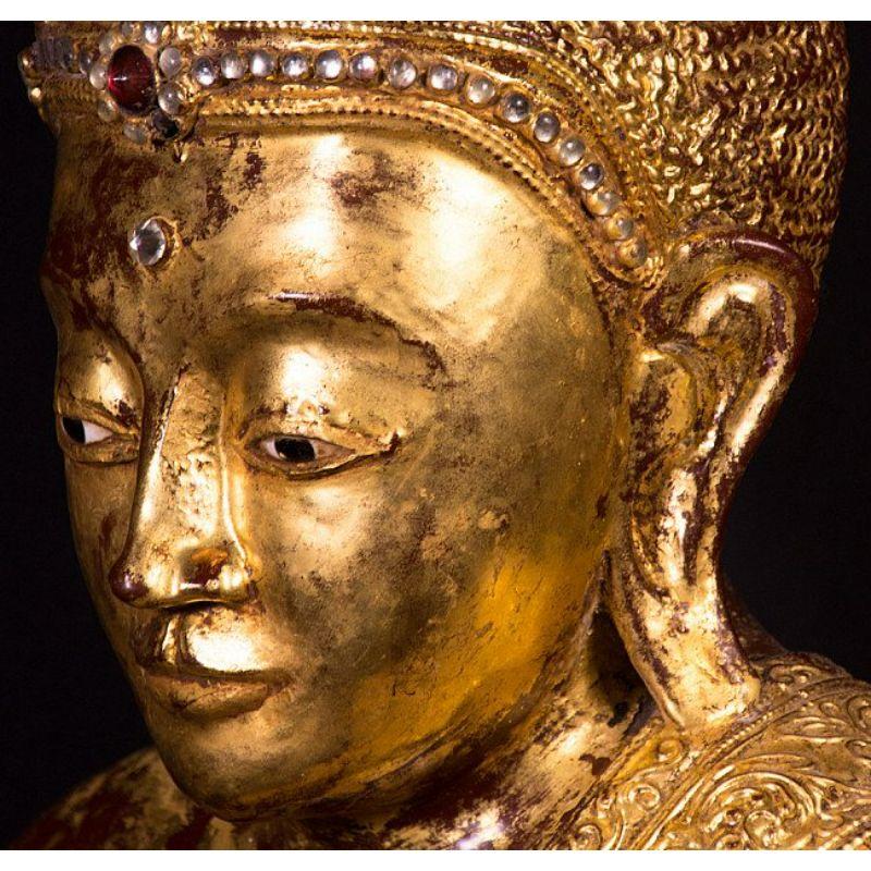 19th Century, Wooden Mandalay Buddha from Burma For Sale 7