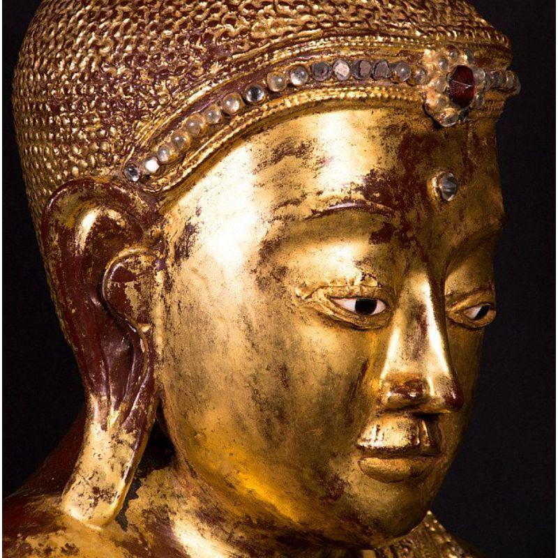 19th Century, Wooden Mandalay Buddha from Burma For Sale 8