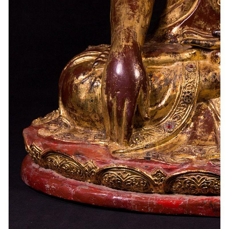 19th Century, Wooden Mandalay Buddha from Burma For Sale 10