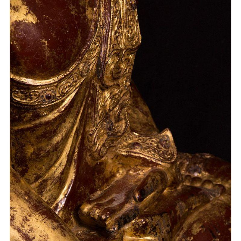19th Century, Wooden Mandalay Buddha from Burma For Sale 12