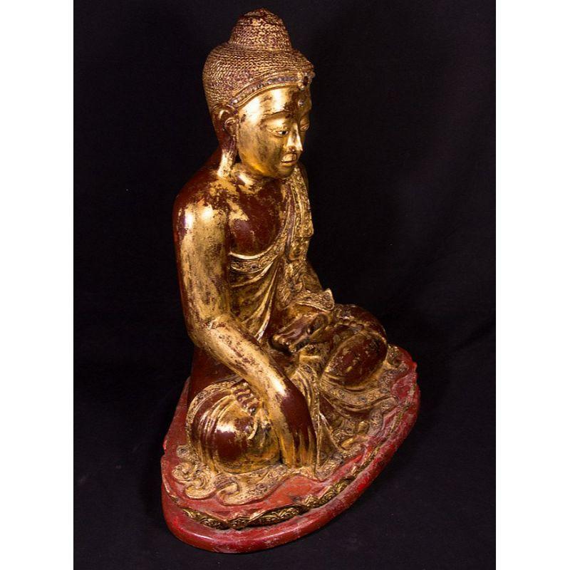 19th Century, Wooden Mandalay Buddha from Burma For Sale 13