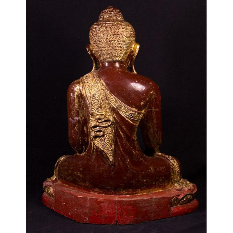 19th Century, Wooden Mandalay Buddha from Burma In Good Condition For Sale In DEVENTER, NL