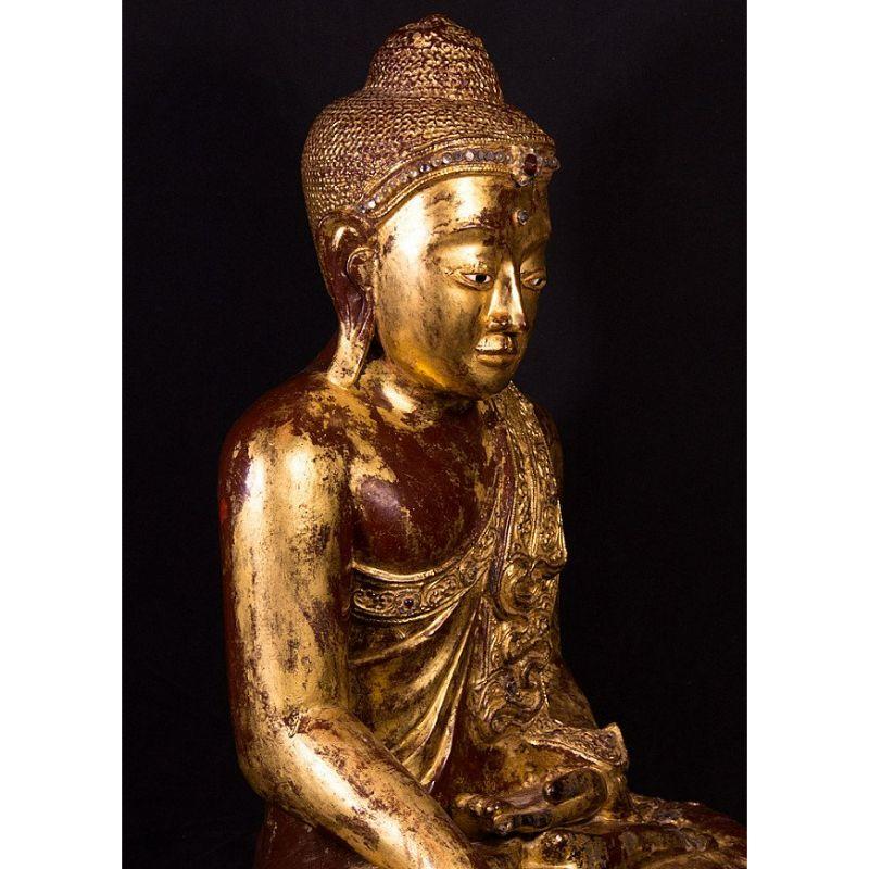 19th Century, Wooden Mandalay Buddha from Burma For Sale 5