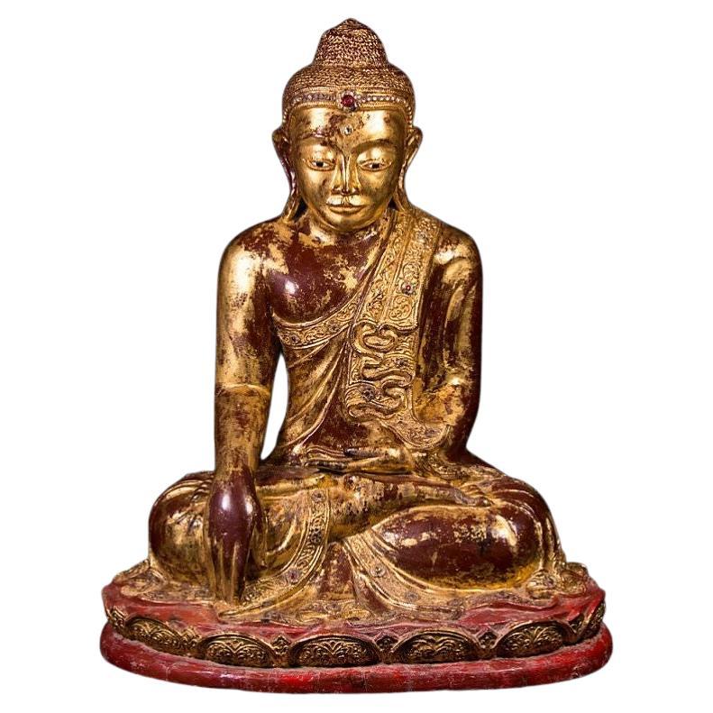 Holz Mandalay-Buddha aus Burma aus dem 19. Jahrhundert