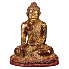 Holz Mandalay-Buddha aus Burma aus dem 19. Jahrhundert