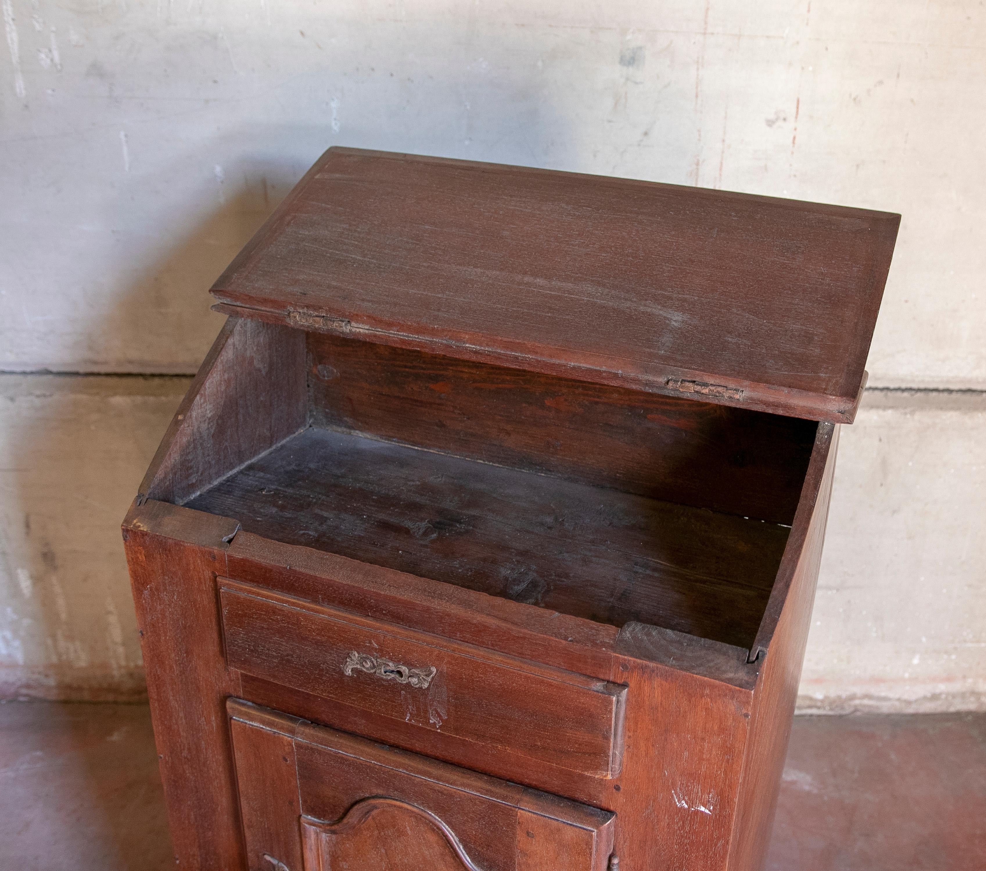 19th Century Wooden Recliner with Door and Drawer For Sale 8