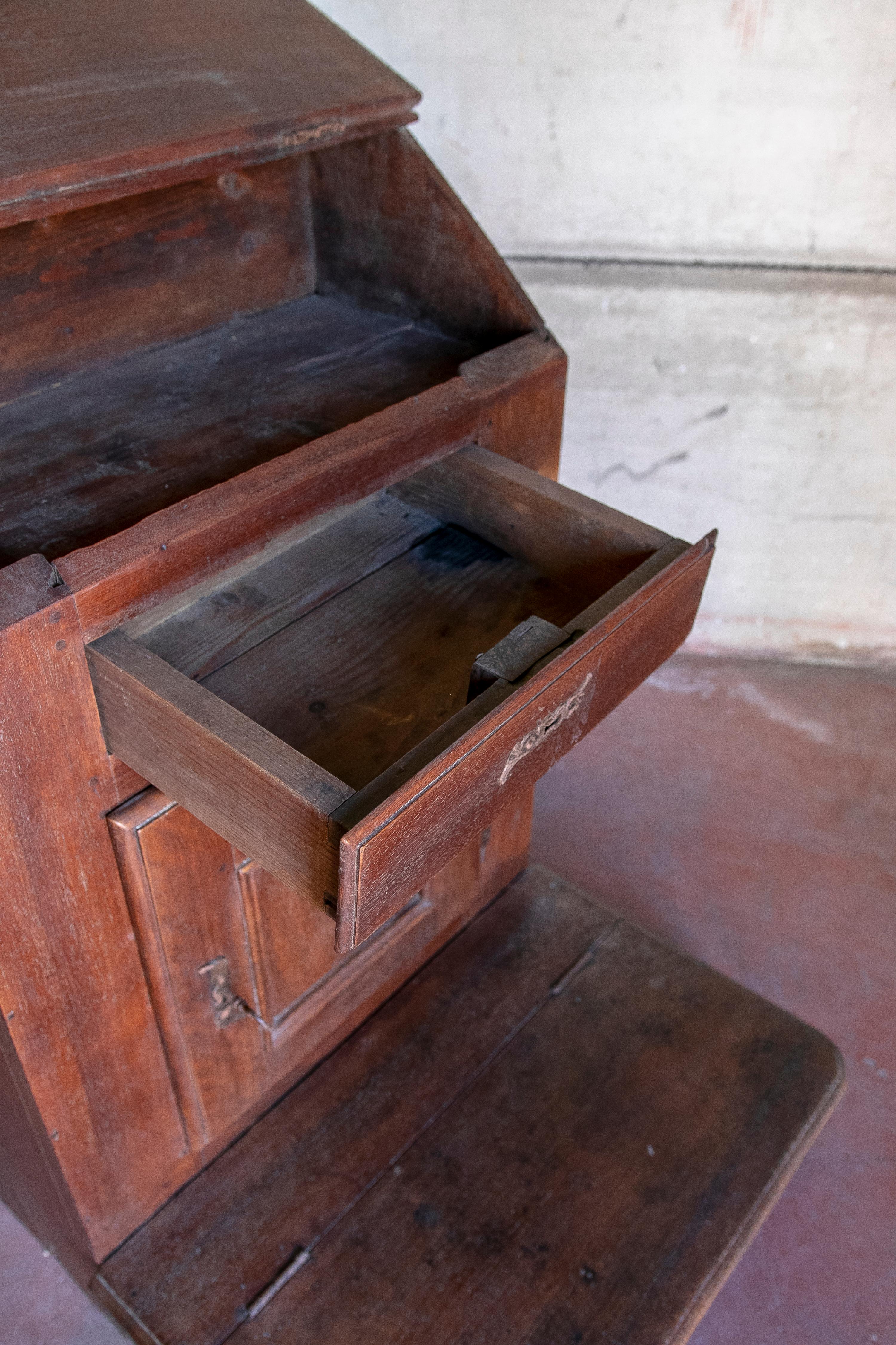 19th Century Wooden Recliner with Door and Drawer For Sale 11