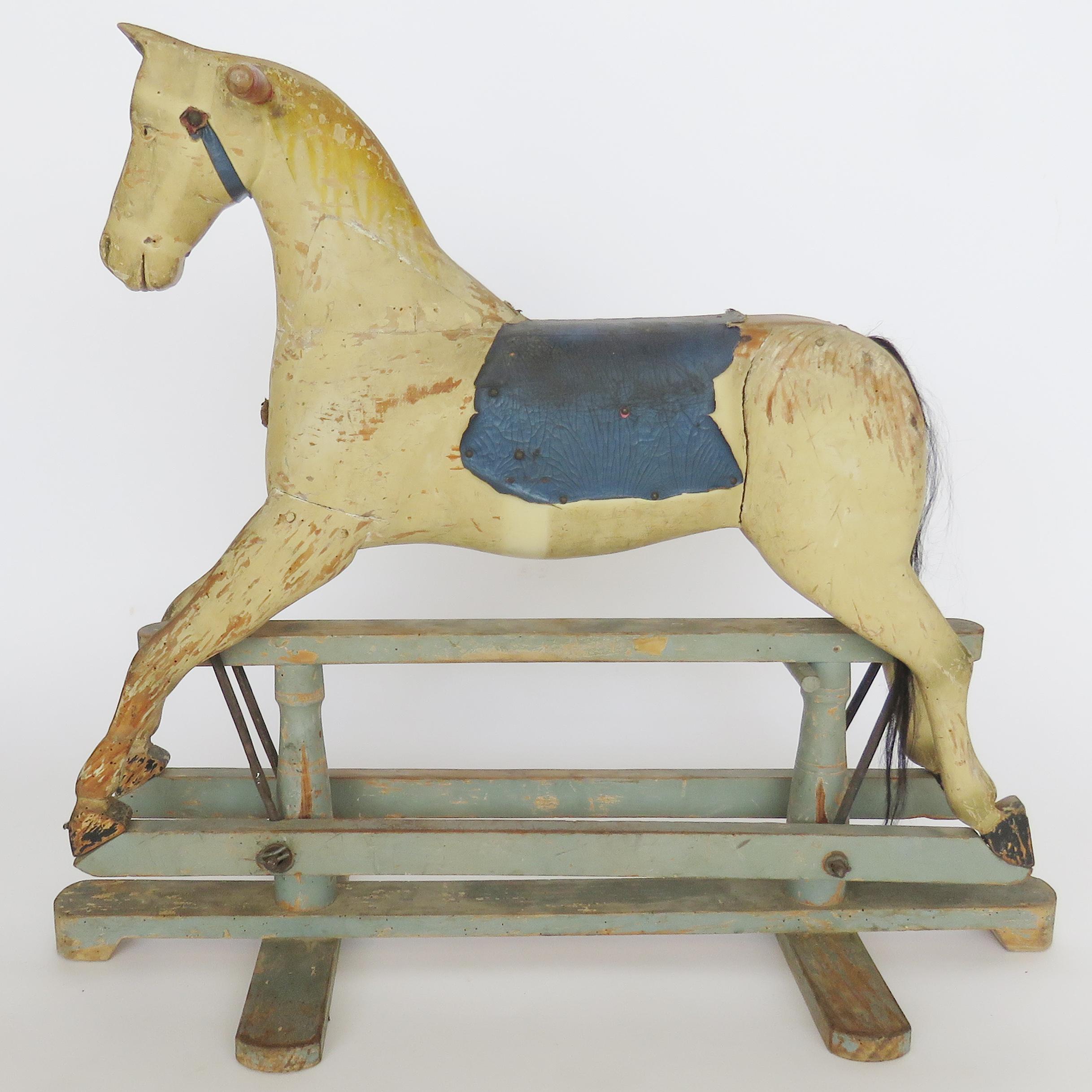 Spanish 19th Century Wooden Rocking Horse For Sale