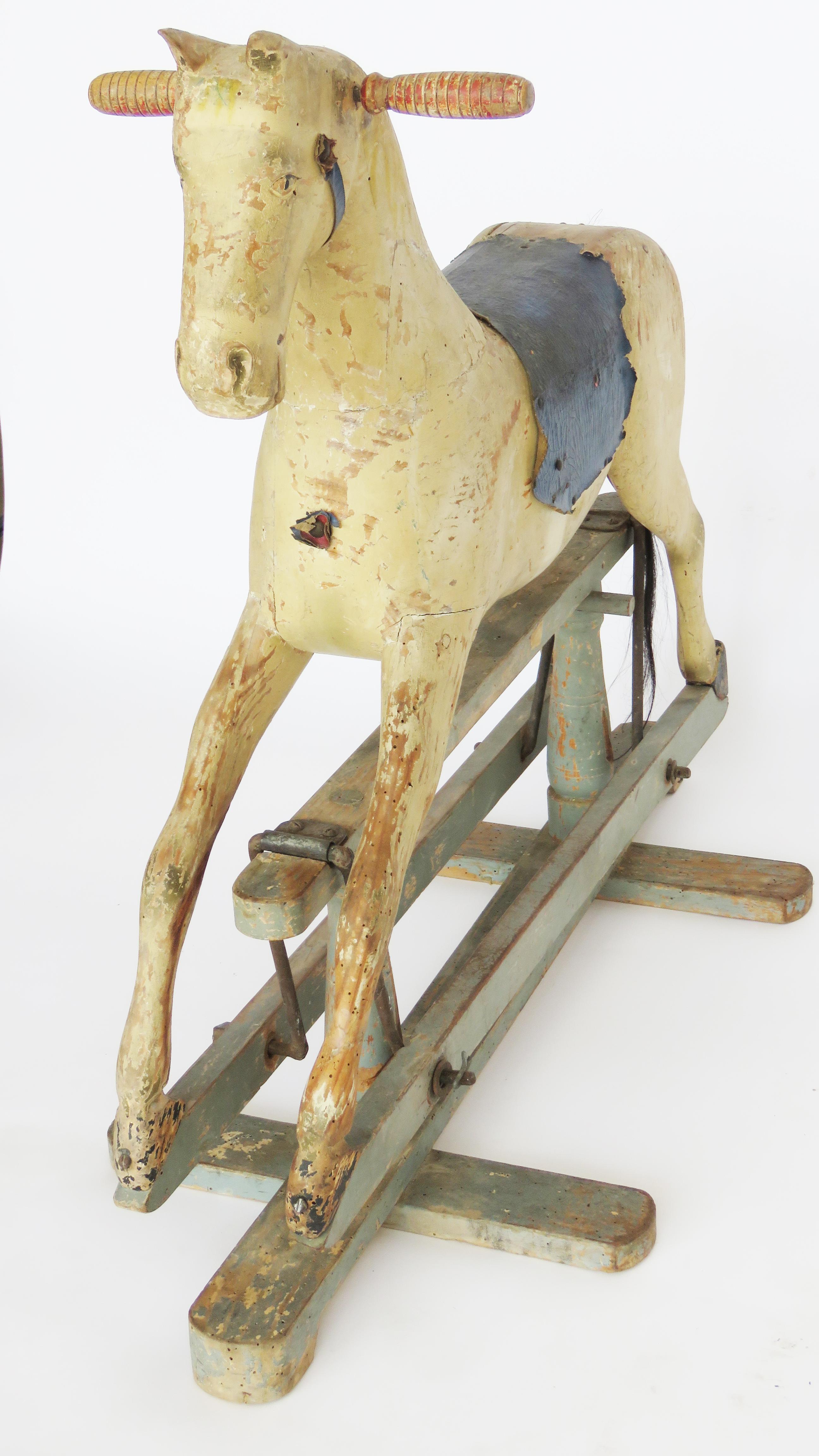 Hand-Crafted 19th Century Wooden Rocking Horse For Sale