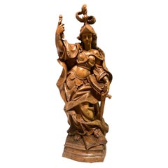 19th century wooden sculpture depicting "the virtues"