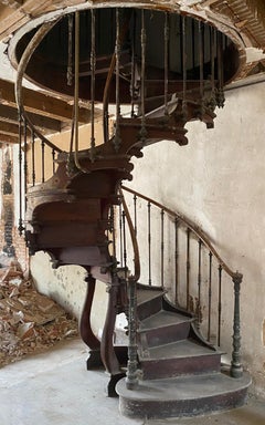 19th century wooden spiral staircase with hollow core