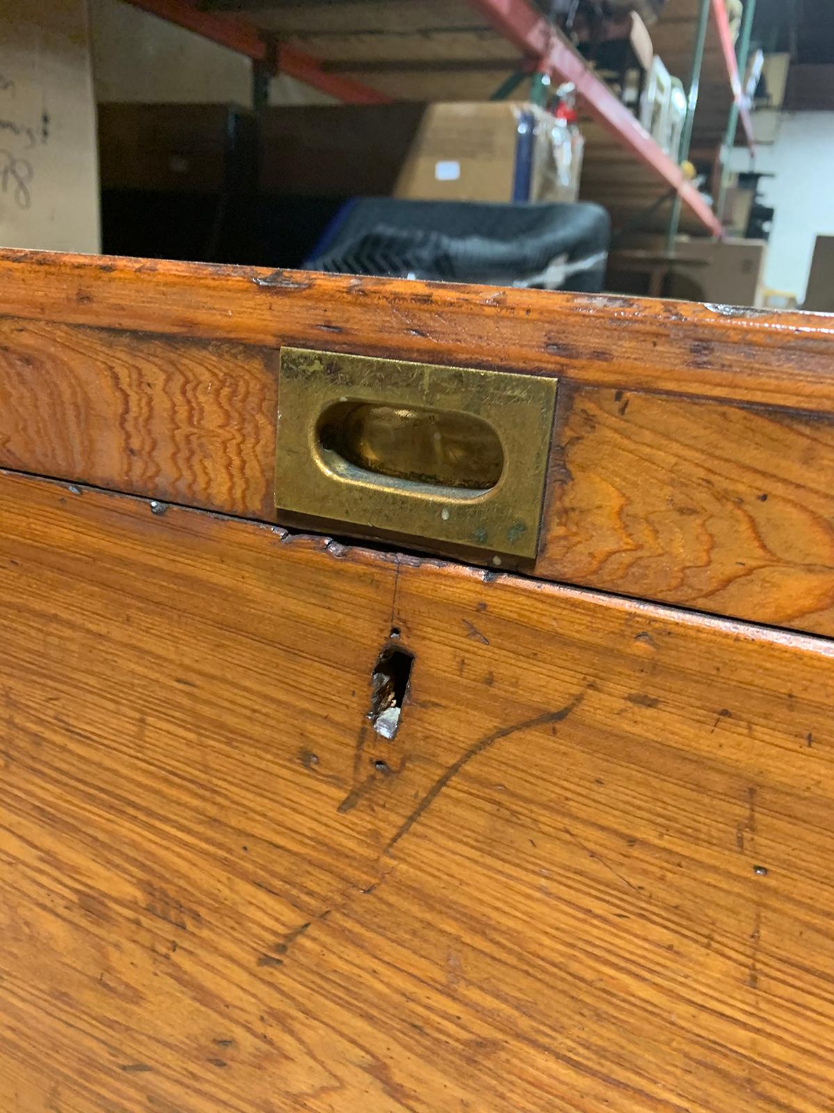 19th Century Wooden Trunk with Iron Handles, Large and Unusual Scale 8