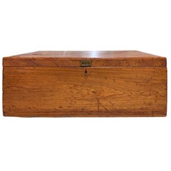 19th Century Wooden Trunk with Iron Handles, Large and Unusual Scale