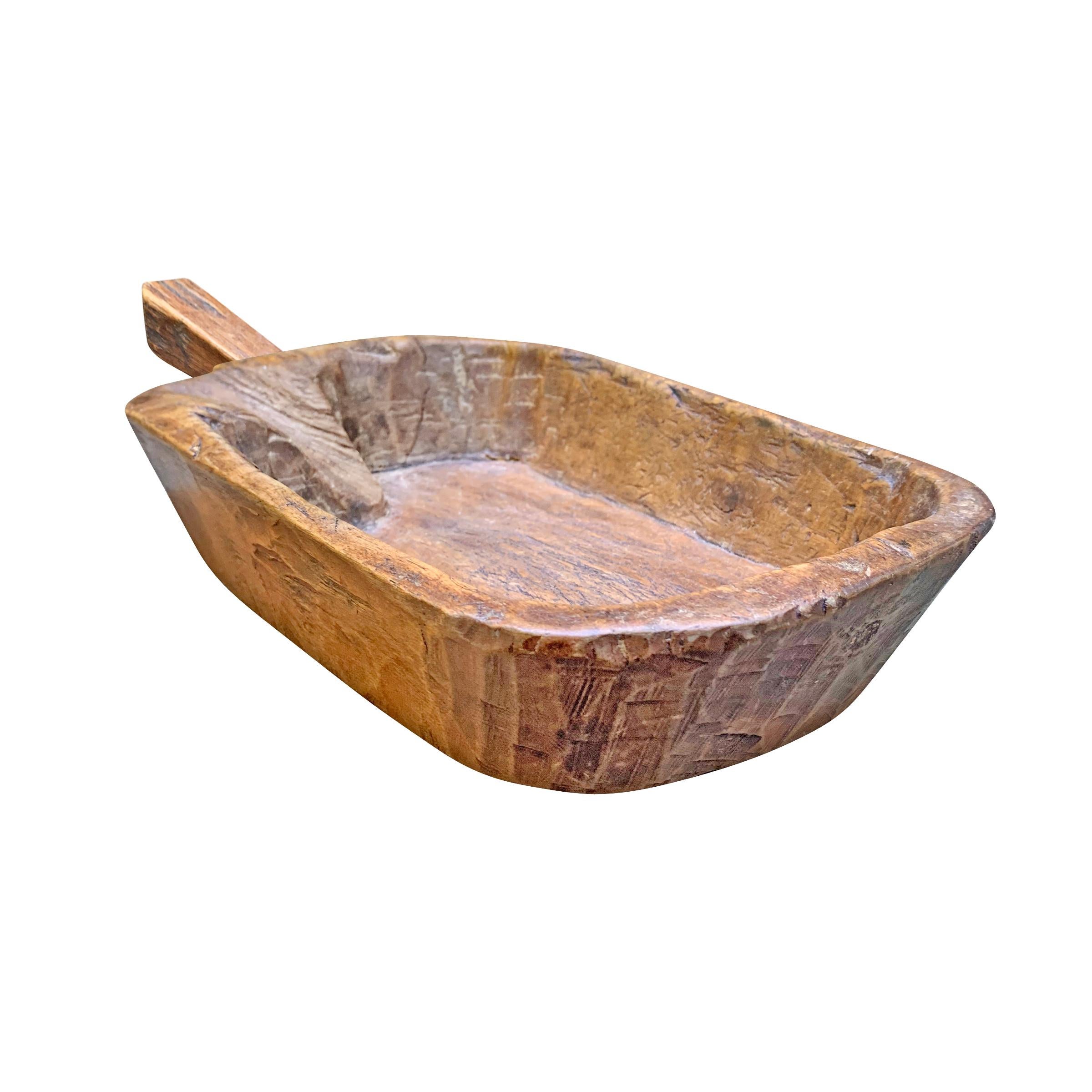 Rustic 19th Century Wooden Vessel with Handle