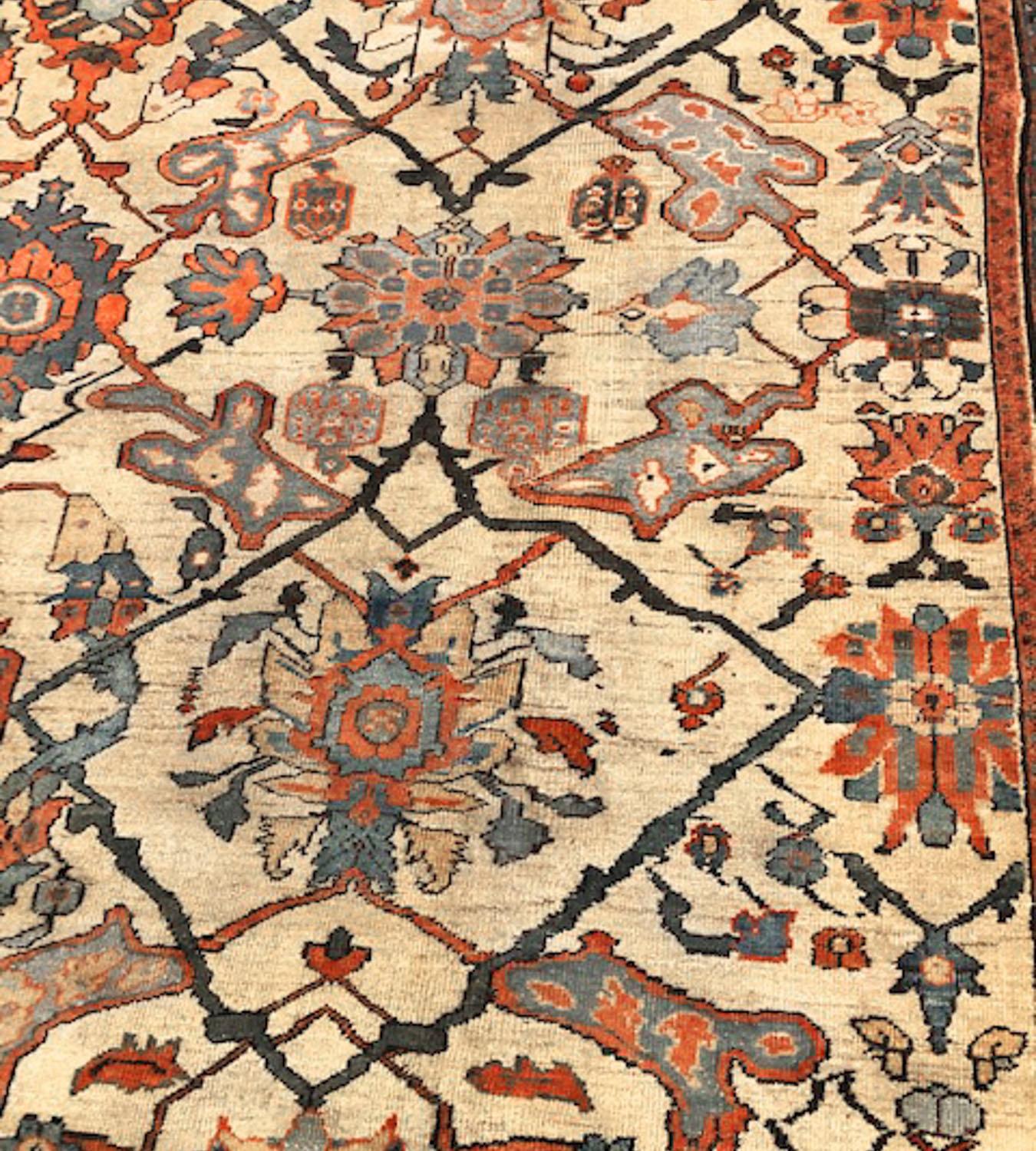 Hand-Knotted 19th Century Wool Handwoven Persian, Sultanabad