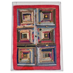 19Thc Wool Log Cabin Doll Quilt in Plexy