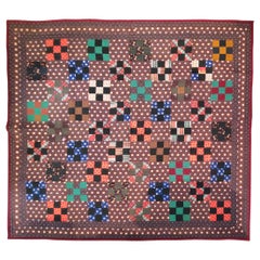 19th Century Wool Nine Patch from Lancaster Co., Pennsylvania