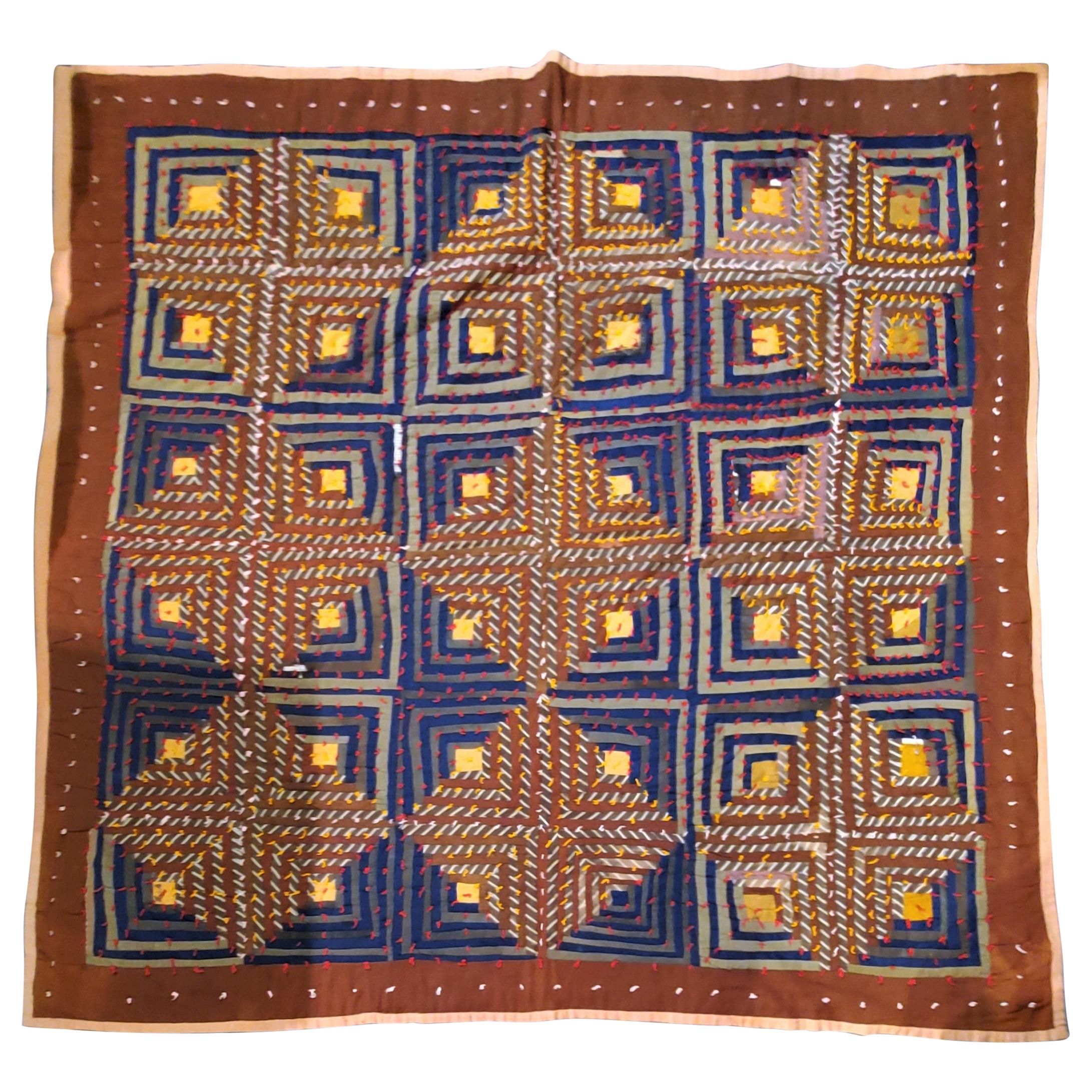 19th Century Wool Tied Comforter / Quilt