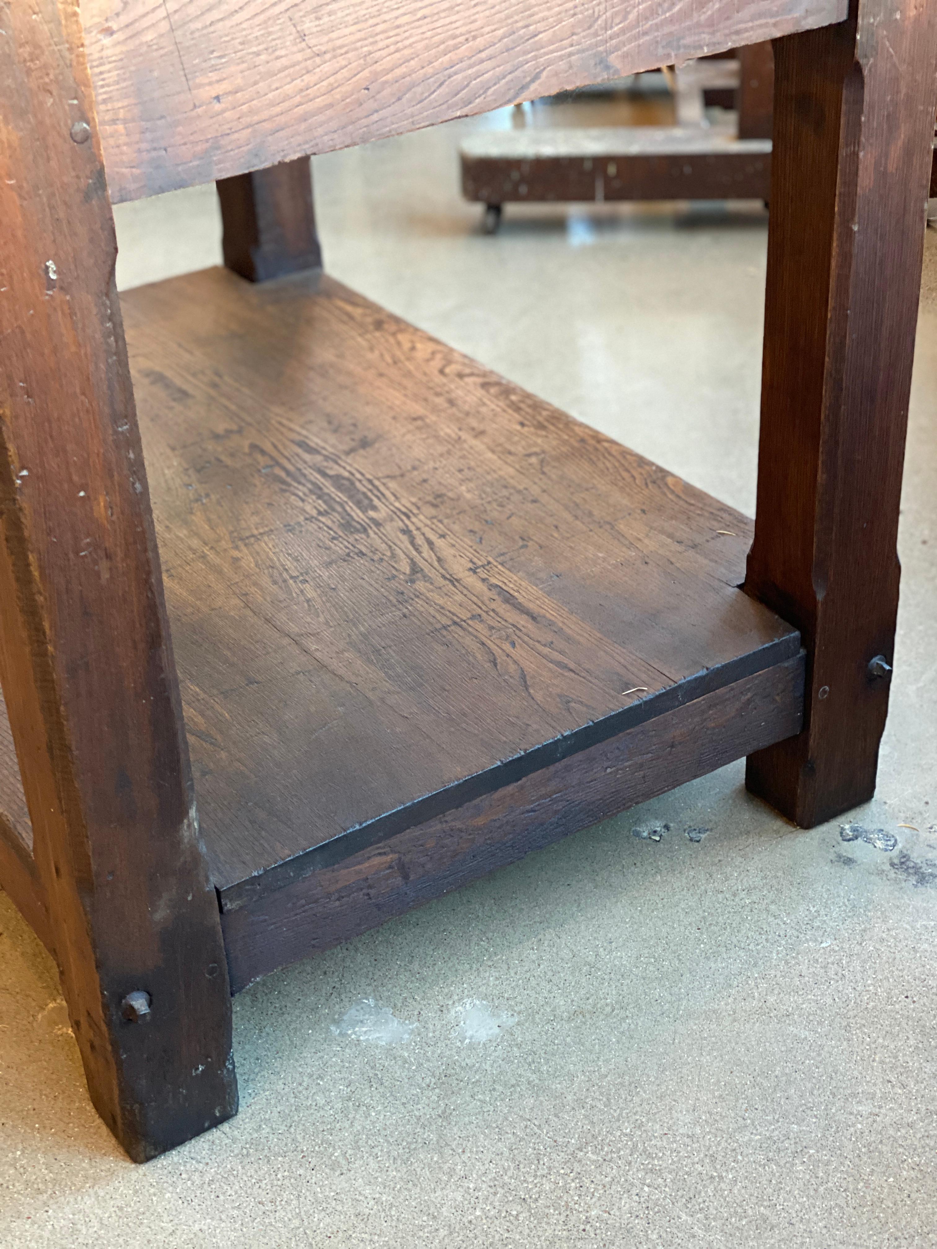 19th Century Work Table in Oak and Soapstone 8