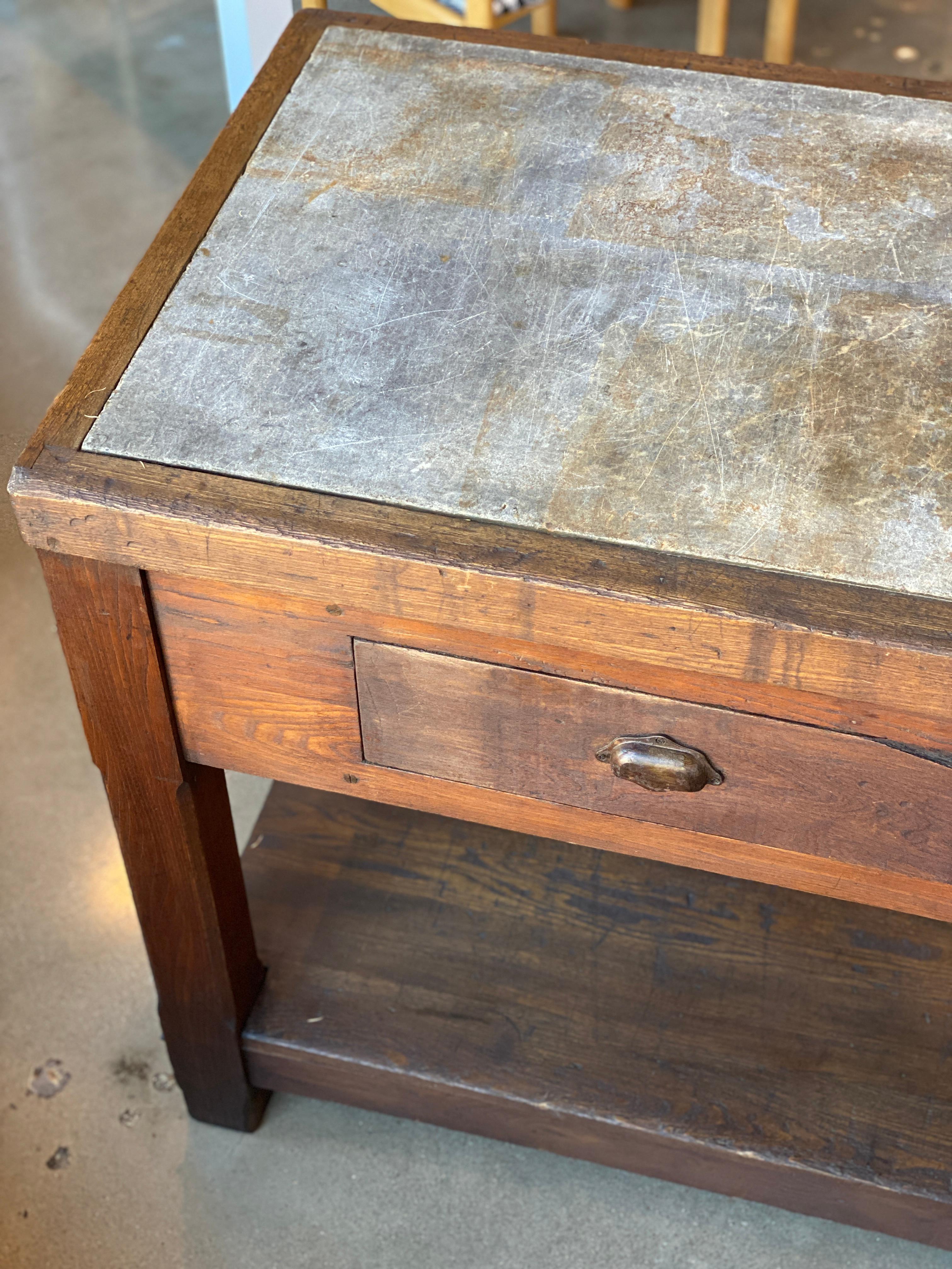 19th Century Work Table in Oak and Soapstone 3