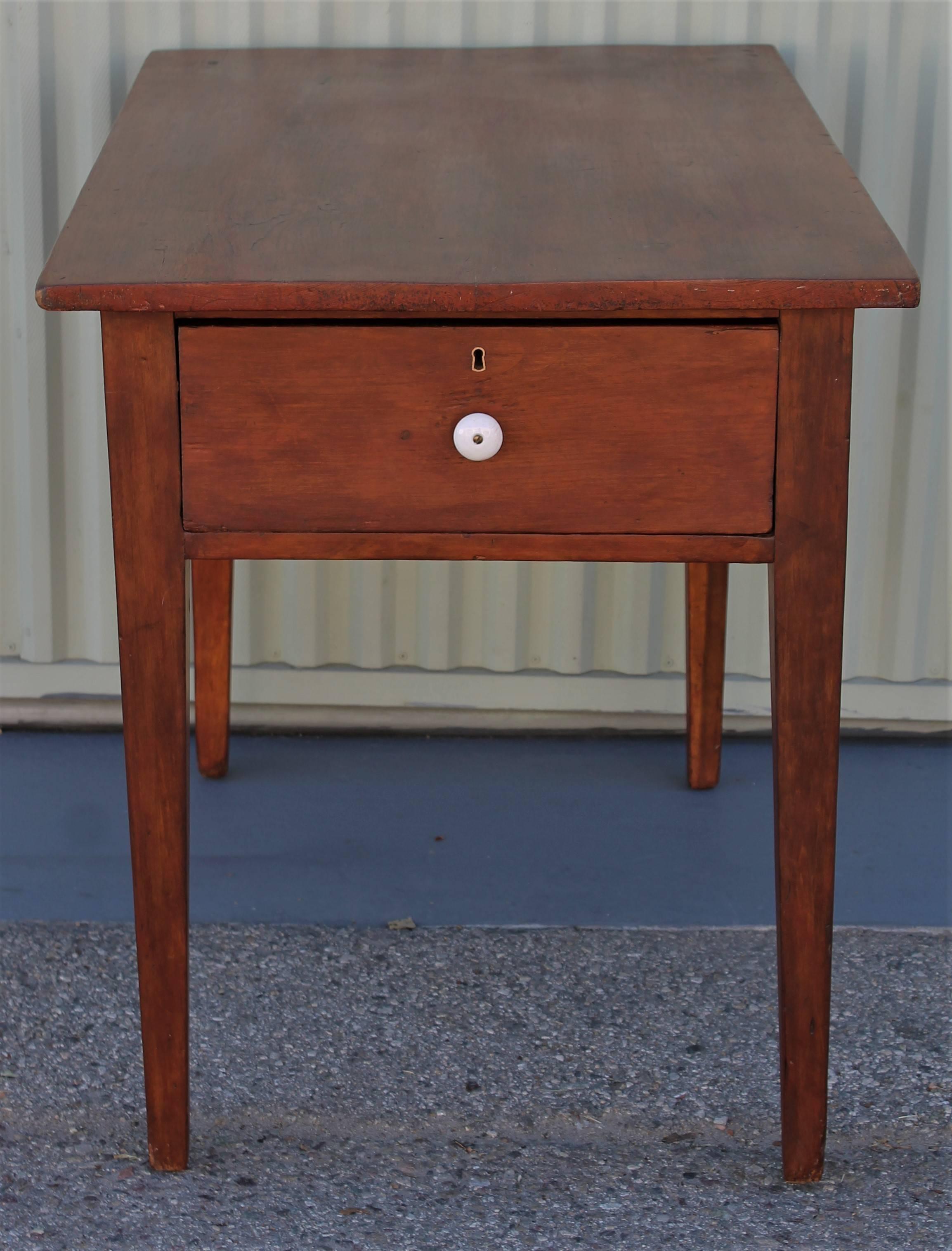 American 19th Century Work Table with Original Red Painted Wash