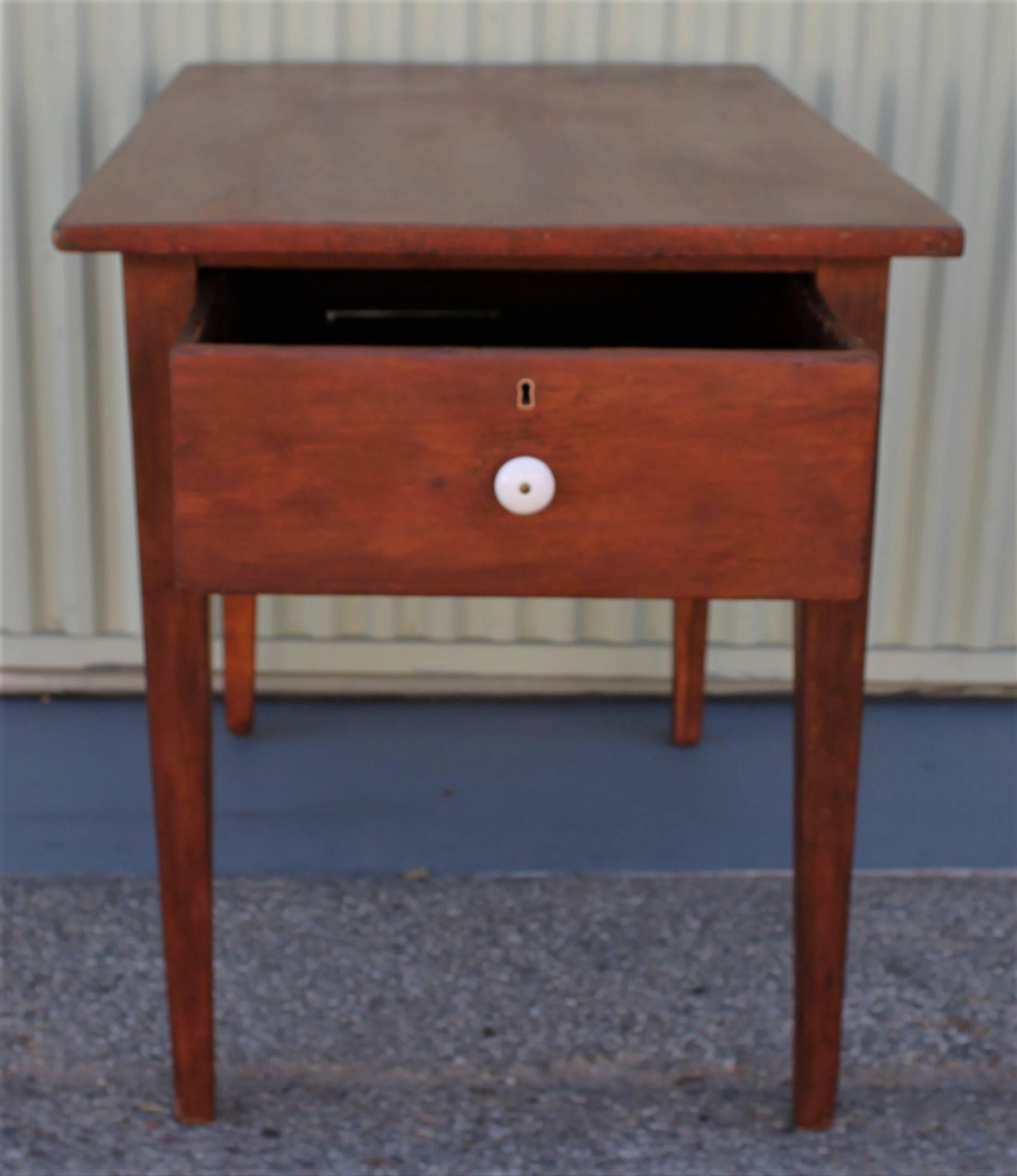 Hand-Crafted 19th Century Work Table with Original Red Painted Wash