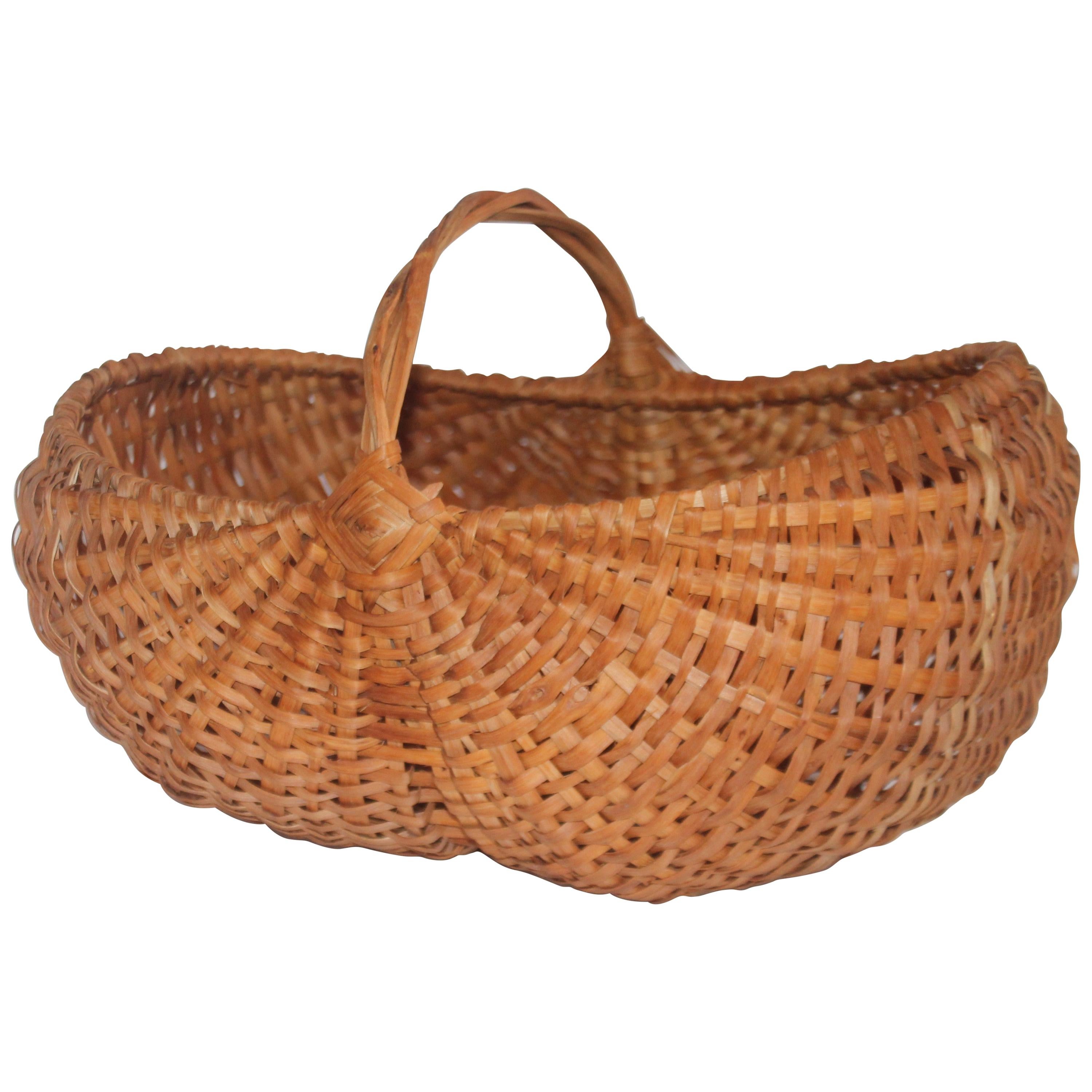19th Century Woven Buttocks Basket