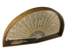 19th Century Woven Lace Fan in Giltwood Shadowbox Frame