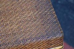 19th Century Woven Rattan & Bamboo Trunk on Metal Stand