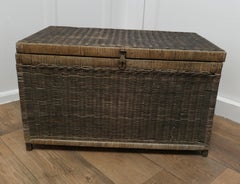 19th Century Woven Wicker Vintage Travel Chest